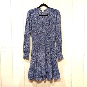 Michael Kors Long Sleeve Faux-Wrap Dress, Size S